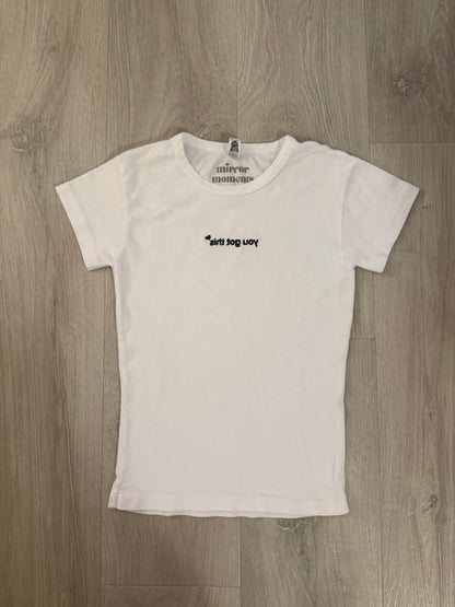 cropped white affirmation baby tee you got this embroidered flat lay minimalist design